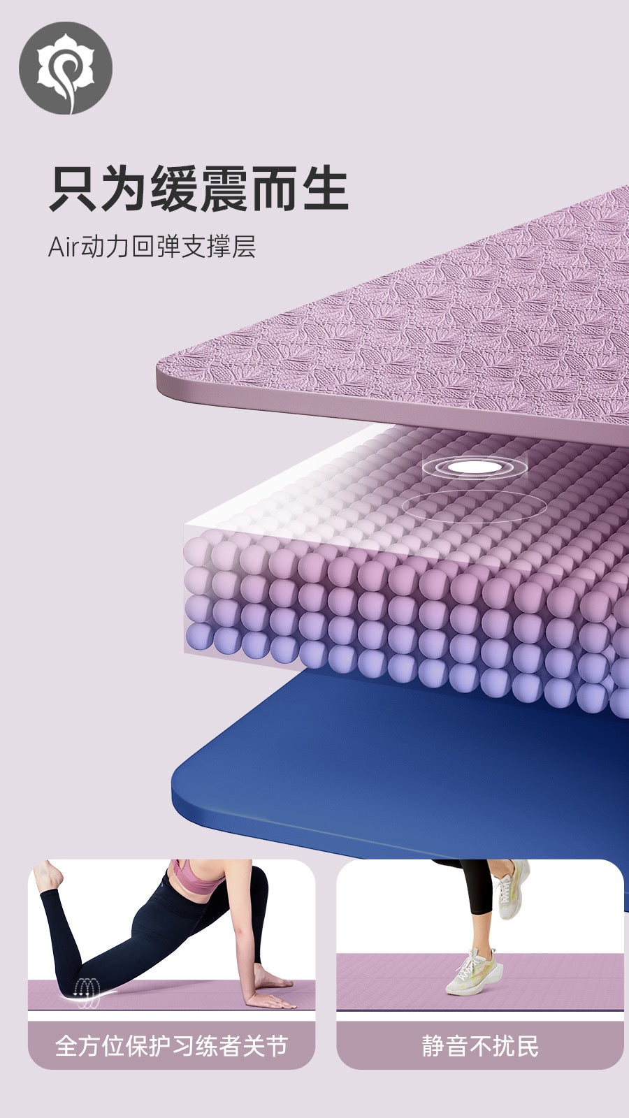Hatha Yoga 6mm Non-Slip TPE Mat For Floor Workout Purple Color Exercise/Fitness/Yoga/Pilates 183cm*66cm