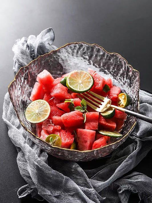 She Li Japanese Style Glacier Texture Glass Salad Bowl Fruit Bowl 9 Inches 1pc 舍里 不规则玻璃碗