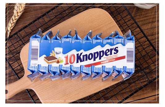 German Knoppers Milk Chocolate Hazelnuts Wafers 德国进口零食威化饼干knoppers牛奶榛子巧克力5层夹心