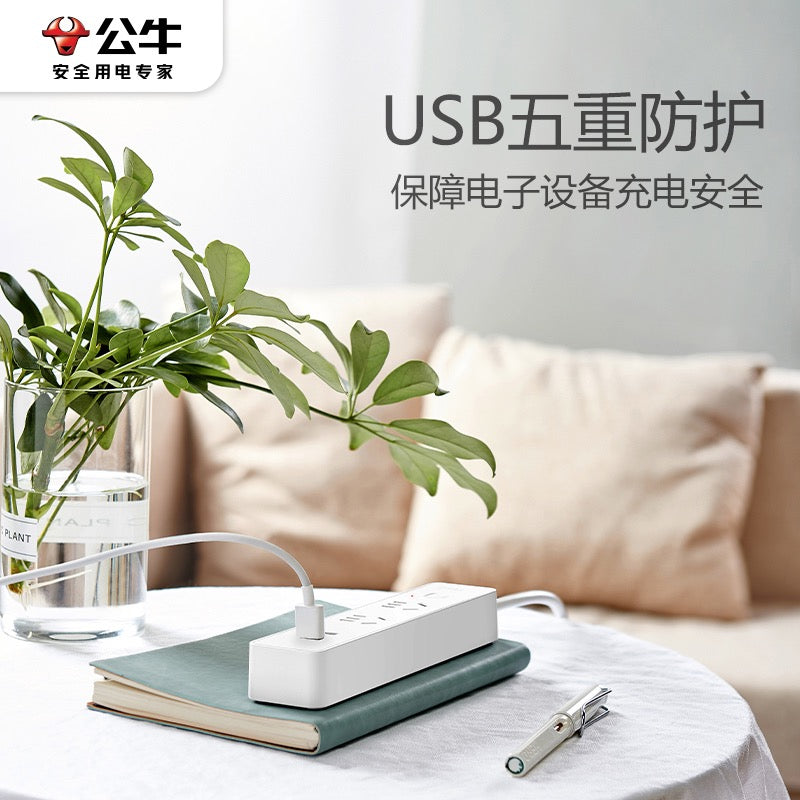 100% Authentic Bull Multi-Function Socket with usb Charging 2 sockets +2 USB 1.5m 1pc