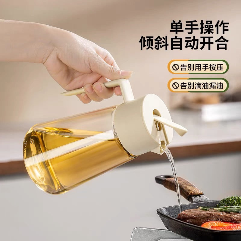 CCKO Oil Dispenser Bottle 550ml Glass Oil Bottle Auto Flip Drip Free Cooking Oil Dispenser 重力油壶 各种酱汁瓶
