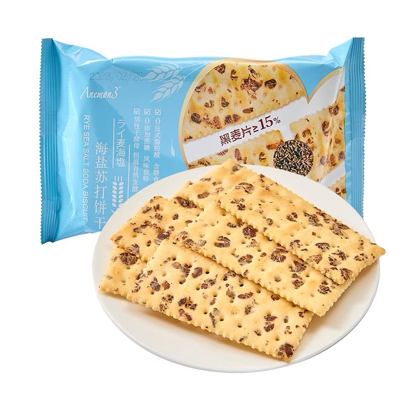 Anemon3 Rye Oatmeal Sea Salt Soda Biscuit 180g 山姆 盒马同款 Anemon3黑麦片海盐苏打饼干