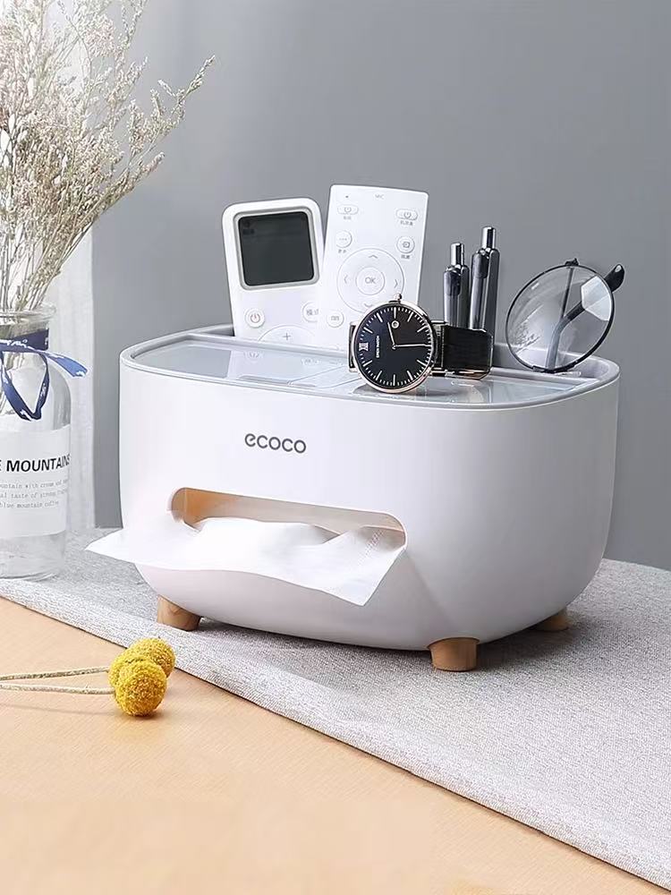 Ecoco Multi Function Tissue Box Kitchen Storage Box Office Home Organizer Table Tissue Box 1pc意可可 桌面纸巾盒