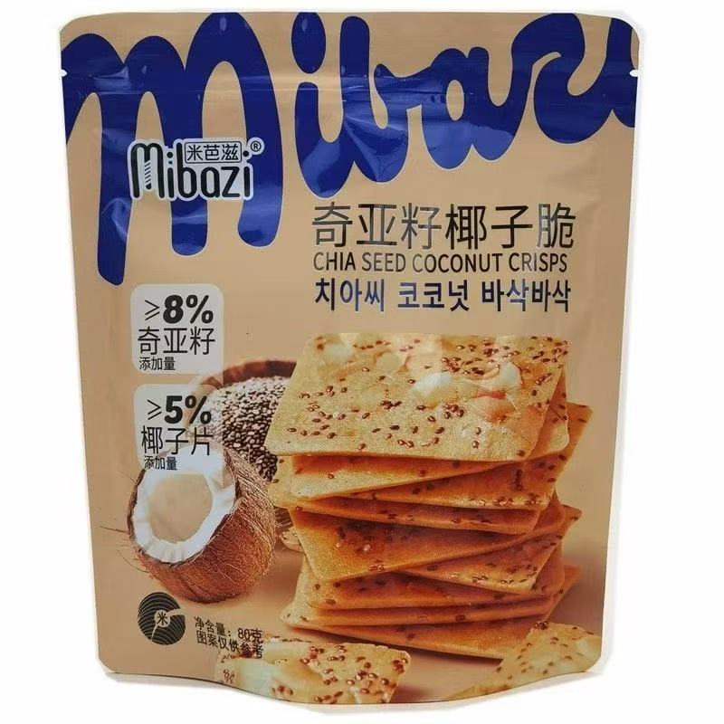 Mibazi Chia Seed Coconut Crisps 80g 米芭滋 奇亚籽椰子脆