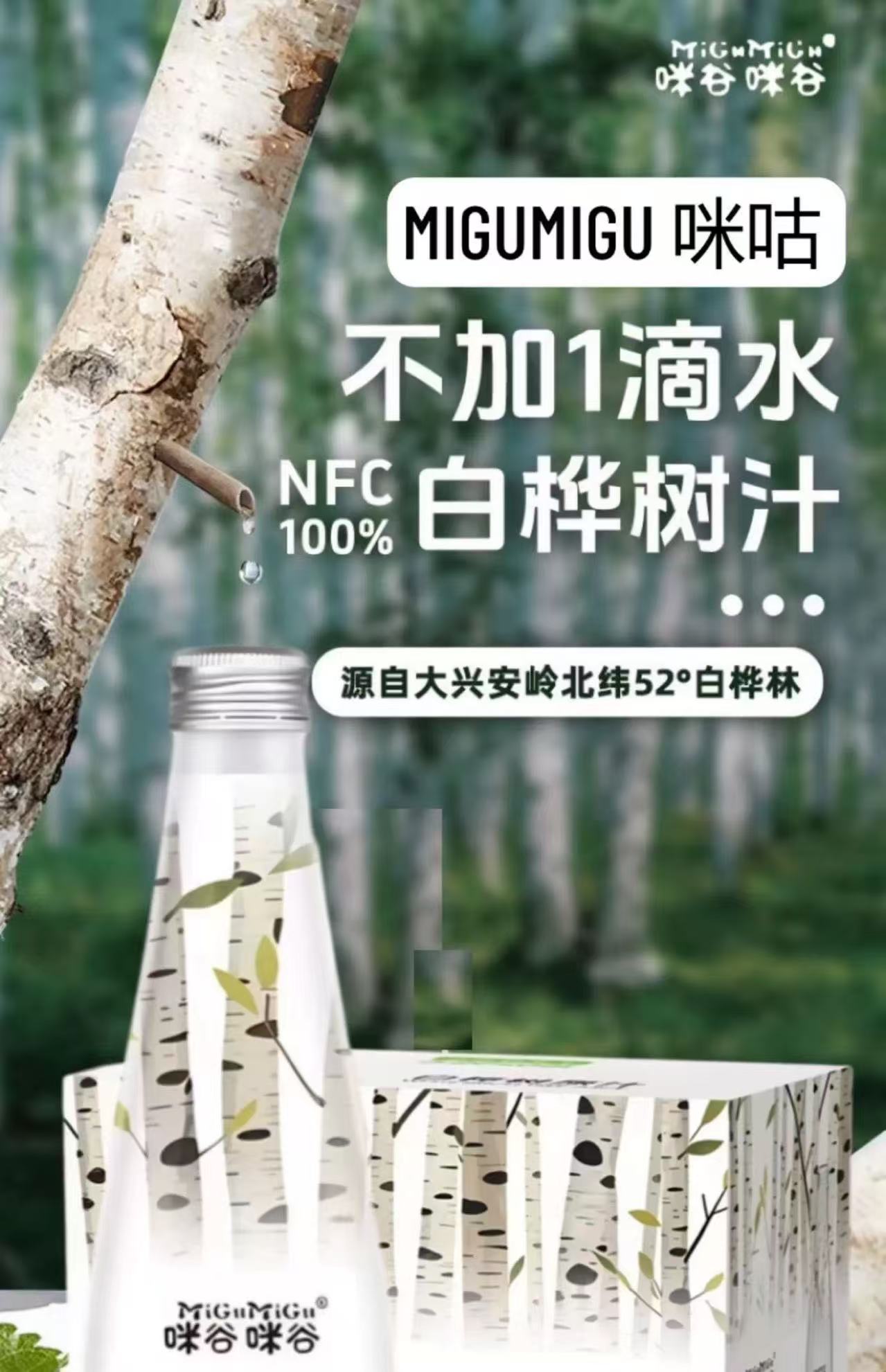 Migu NFC Birch Sap Birch Water 280ml  咪谷咪谷NFC白桦树汁饮料 280ml