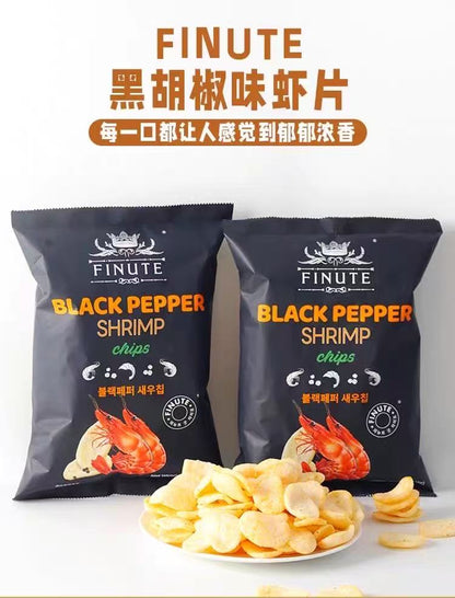 Finute Black Pepper Shrimp Chips 82g 趣莱福虾片海苔味