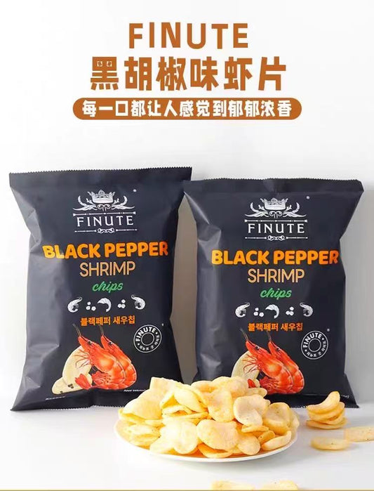 Finute Black Pepper Shrimp Chips 82g 趣莱福虾片海苔味