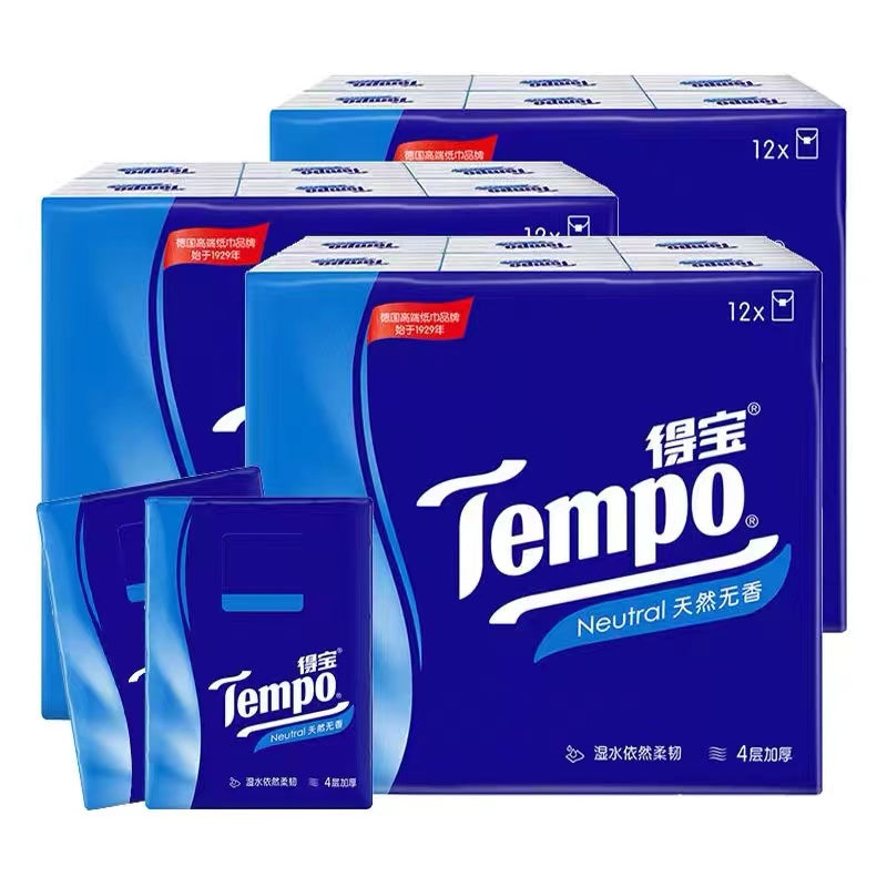 Tempo Face Paper Pocket Tissue Natural 12 packs 得宝手帕纸