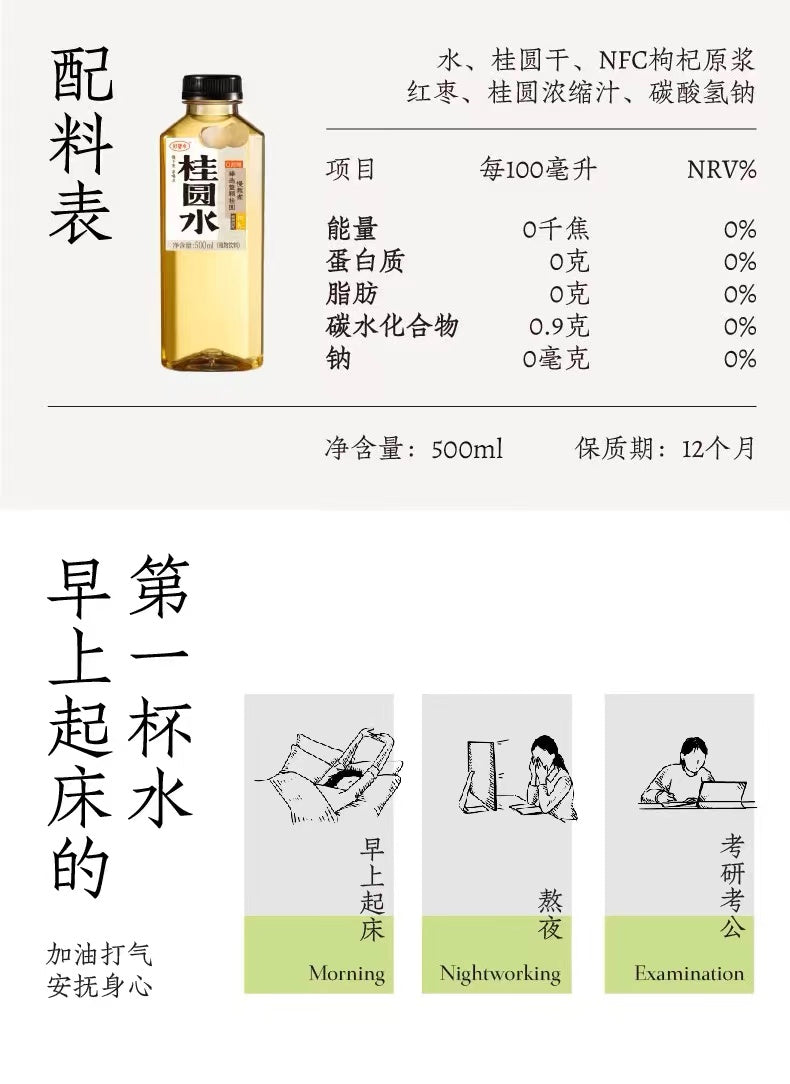 Hao Wang Shui 0 Sugar Longan Dragon Eye Fruit Water 500ml 好望水 桂圆水