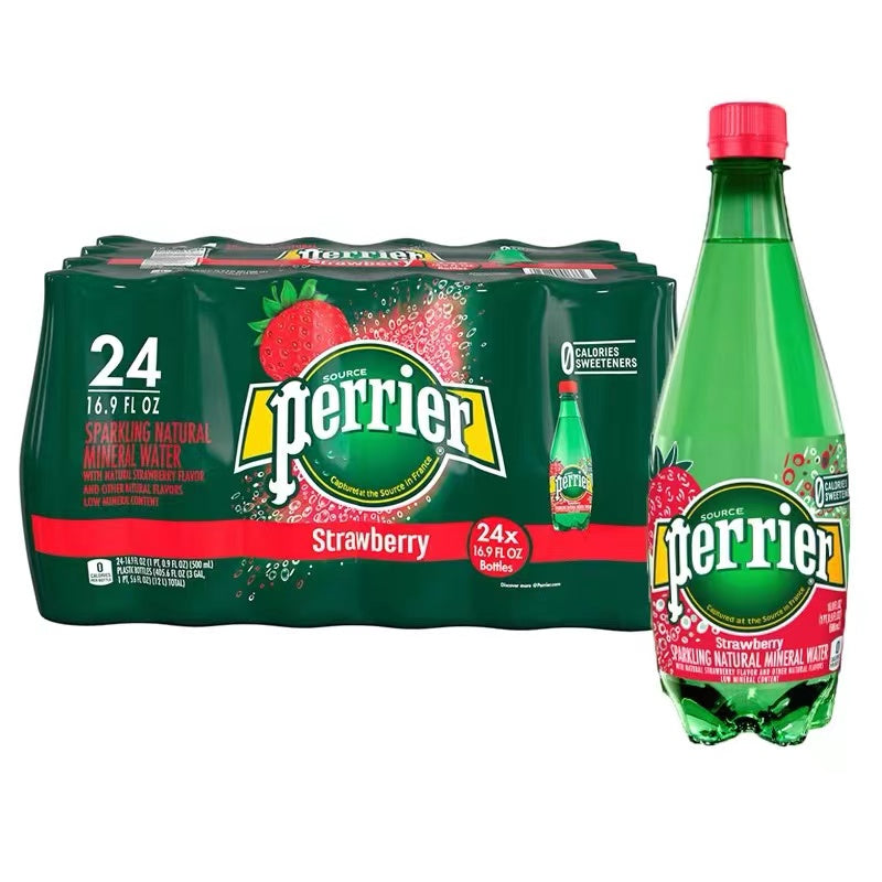 Perrier Sparkling Natural Mineral Water Strawberry Bottle 500ml 巴黎水草莓味