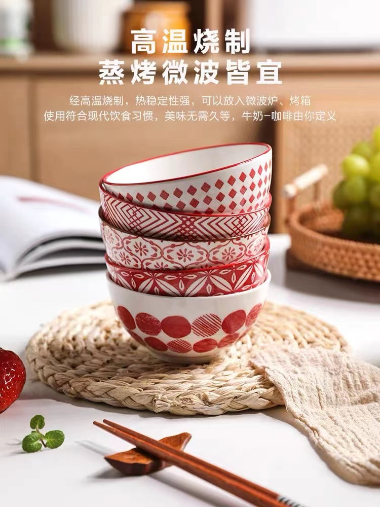 She Li Japanese Style High Quality China Bowls Gift Box Set 5pc/Box 舍里日式高档陶瓷饭碗 礼盒装5个