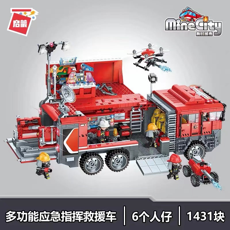 Enlighten Lego Toy Mine City Multifunctional Emergency Rescue Command Vehicle Bricks 12025 启蒙 多功能应急救援指挥车