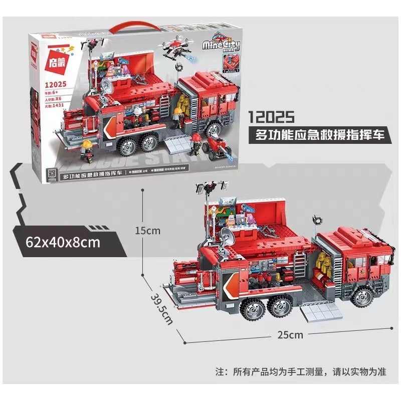 Enlighten Lego Toy Mine City Multifunctional Emergency Rescue Command Vehicle Bricks 12025 启蒙 多功能应急救援指挥车