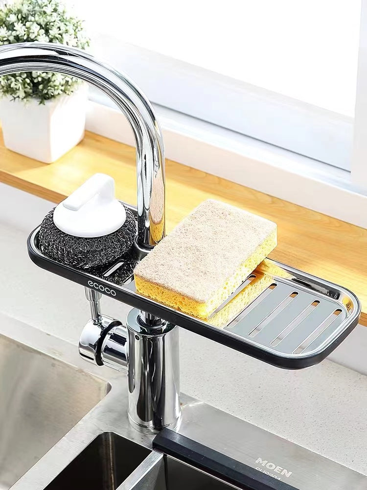 Ecoco Kitchen Bathroom Storage Shelves Faucet Dishcloth Sponge Drain Rack 意可可 不锈钢置物架