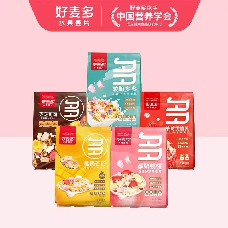 Honlife Chia Seed Peach Cereal Yogurt Fruit Granola 216g 好麦多 酸奶奇亚籽水果麦片