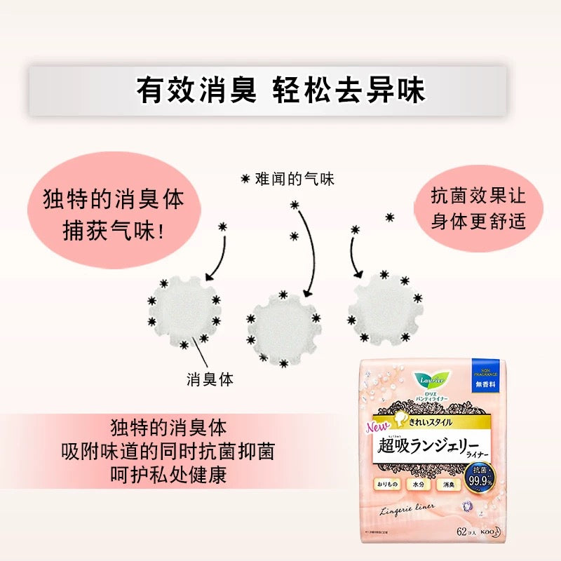 [Japan No.1] KAO Laurier Sanitary Pads Antibacterial Panty Liner Unscent