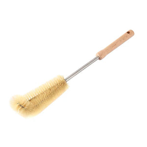 China Imported Kitchen Cleaning Brush Glass Cup Baby Bottle Cleaning Brush Wood Handle 木柄弯头杯刷