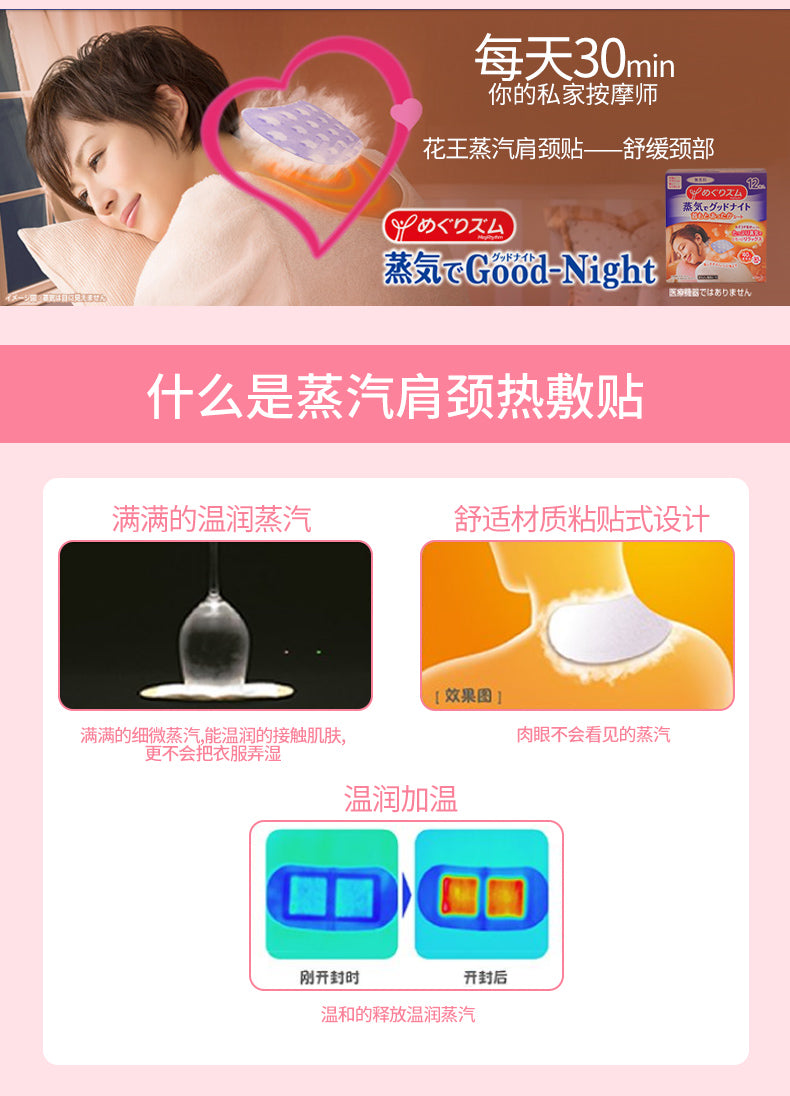 [Japan Imported] Kao Megurism Steam Good-Night Body Sheet 12 Pc.